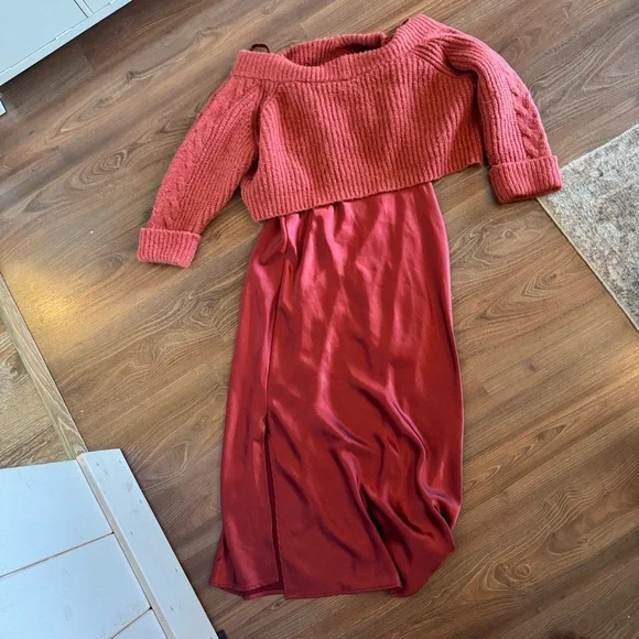 ANTHROMare Mare Layered Sweater & Slip Midi Dress